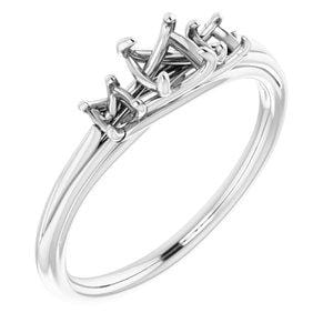 14K White 4.8 mm Round 3-Stone Engagement Ring Mounting - STULLER- Diamond Cellar