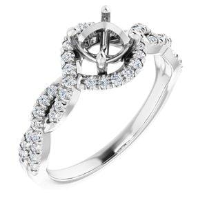 14K White 5 mm Cushion 1/4 CTW Diamond Semi-Set Engagement Ring - STULLER- Diamond Cellar