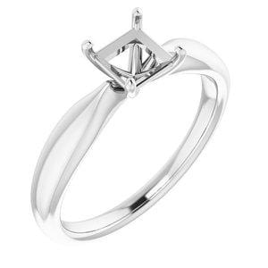 14K White 5 mm Square Solitaire Engagement Ring Mounting - STULLER- Diamond Cellar
