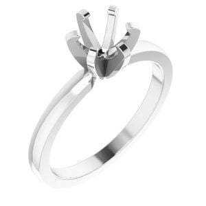 14K White 5.7-6 mm Round Solitaire Engagement Ring Mounting - STULLER- Diamond Cellar