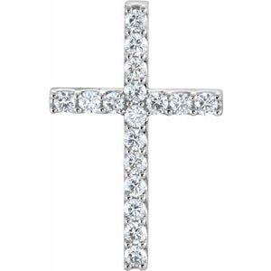 14K White 5/8 CTW Natural Diamond Petite Cross Pendant - STULLER- Diamond Cellar