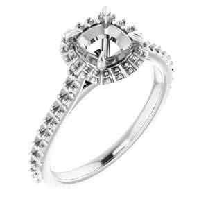 14K White 6 mm Cushion Engagement Ring Mounting - STULLER- Diamond Cellar