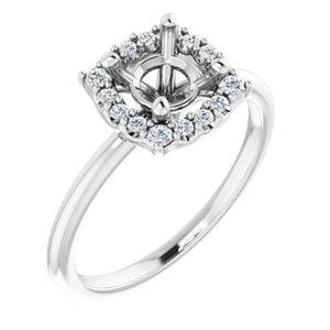 14K White 6.5 mm Round 1/6 CTW Natural Diamond Semi-Set Halo-Style Engagement Ring - STULLER- Diamond Cellar