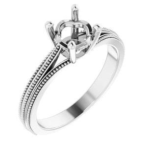 14K White 6.5 mm Round Engagement Ring Mounting - STULLER- Diamond Cellar