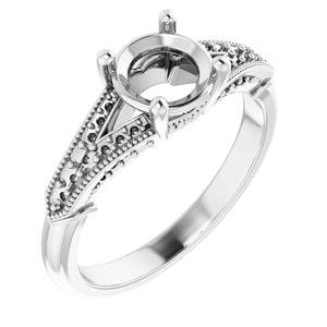 14K White 6.5 mm Round Engagement Ring Mounting - STULLER- Diamond Cellar