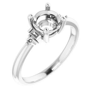 14K White 6.5 mm Round Engagement Ring Mounting - STULLER- Diamond Cellar