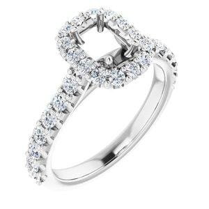 14K White 6x4 mm Emerald 3/4 CTW Diamond Semi-Set Engagement Ring - STULLER- Diamond Cellar