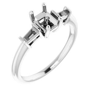 14K White 6x4 mm Emerald Engagement Ring Mounting - STULLER- Diamond Cellar