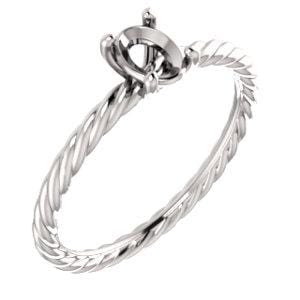 14K White 6x4 mm Oval Solitaire Engagement Ring Mounting - STULLER- Diamond Cellar