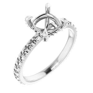 14K White 7 mm Cushion Engagement Ring Mounting - STULLER- Diamond Cellar