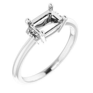 14K White 7x5 mm Emerald Engagement Ring Mounting - STULLER- Diamond Cellar