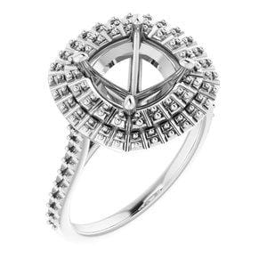 14K White 8 mm Cushion Engagement Ring Mounting - STULLER- Diamond Cellar