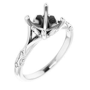 14K White 8 mm Round Solitaire Engagement Ring Mounting - STULLER- Diamond Cellar