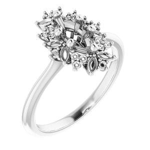 14K White 8x4 mm Marquise Engagement Ring Mounting - STULLER- Diamond Cellar