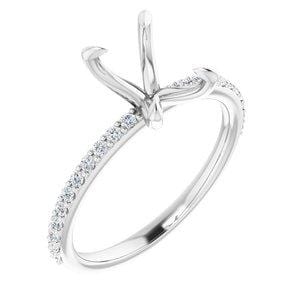 14K White 8x6 mm Emerald 1/5 CTW Diamond Semi-mount Engagement Ring - STULLER- Diamond Cellar