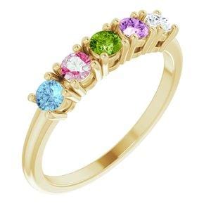 14K Yellow 5-stone Family Ring Mounting - STULLER- Diamond Cellar