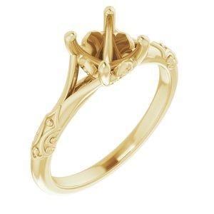 14K Yellow 6.5 mm Round Solitaire Engagement Ring Mounting - STULLER- Diamond Cellar