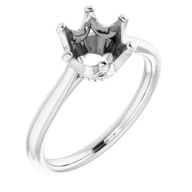 18K White 8 mm Round Engagement Ring Mounting - STULLER- Diamond Cellar
