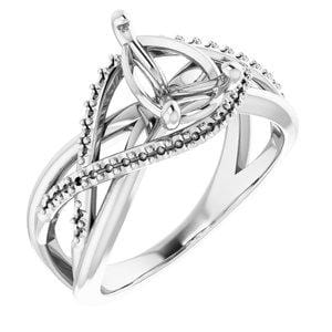 18K White 9x6 mm Pear Engagement Ring Mounting - STULLER- Diamond Cellar