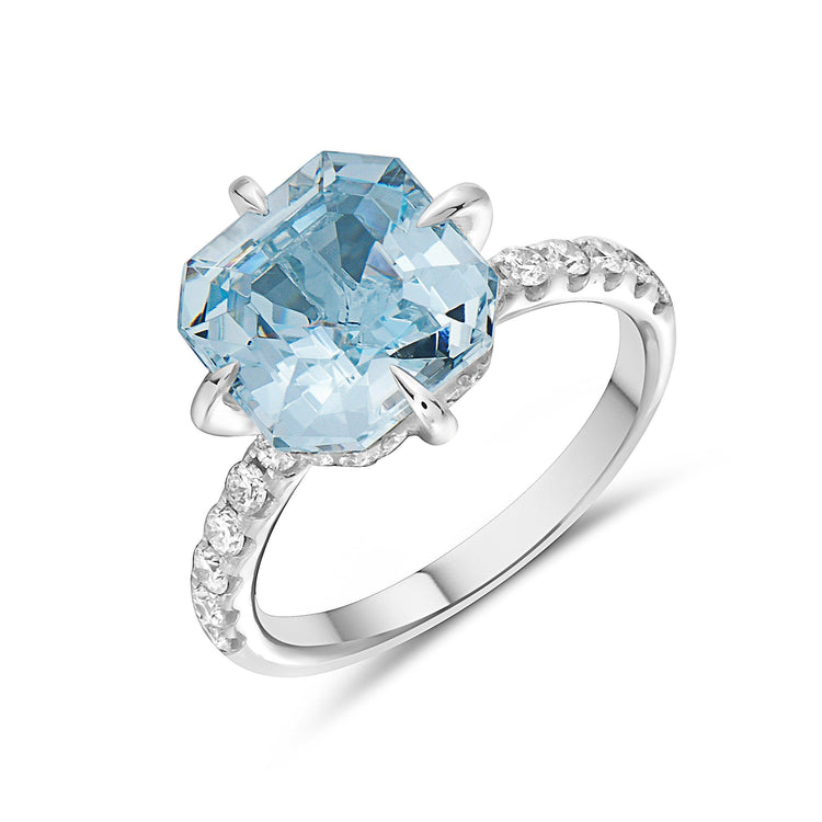 Aquamarine and Diamond Pastel Ring