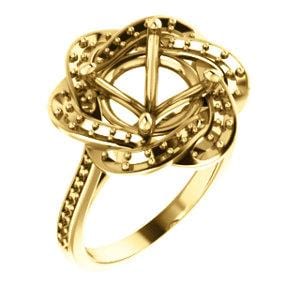 18K Yellow 10 mm Round Floral-Inspired Halo-Style Engagement Ring Mounting - STULLER- Diamond Cellar