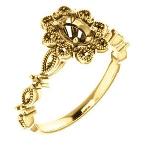 18K Yellow 6x4 mm Oval Engagement Ring Mounting - STULLER- Diamond Cellar