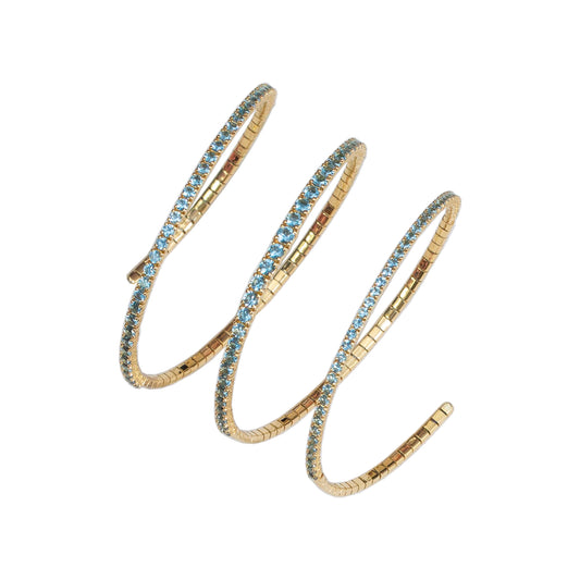 Three-Row Coil Bracelet in Aquamarine