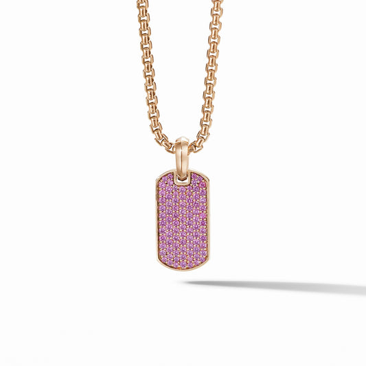 Pave Pink Sapphire Tag in 18K Rose Gold