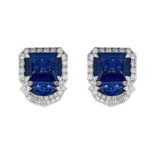 Blue Sapphire & Diamond Pietra Earrings