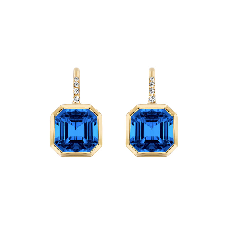 London Blue Topaz Gossip Earrings with Diamonds