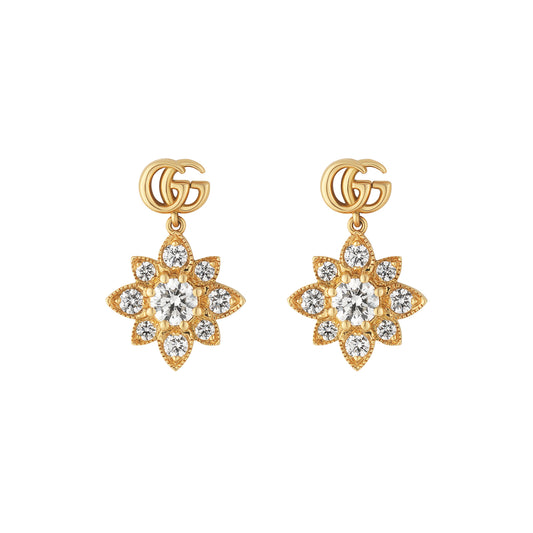Flora Double G Earrings with Diamonds