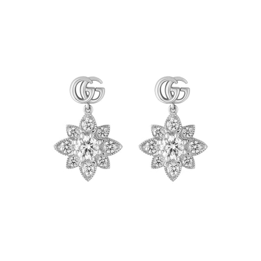Flora Double G Earrings with Diamonds
