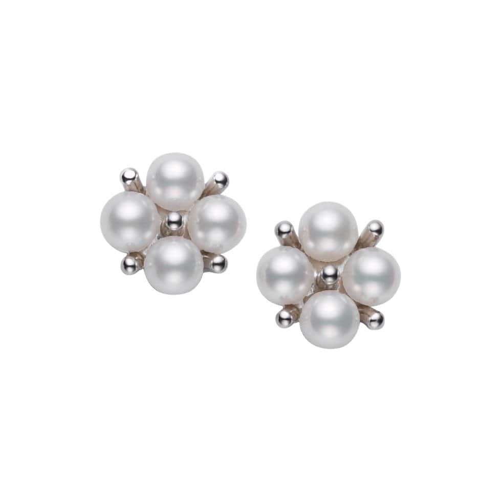 Akoya Cultured Pearl Cluster Earrings - Mikimoto- Diamond Cellar