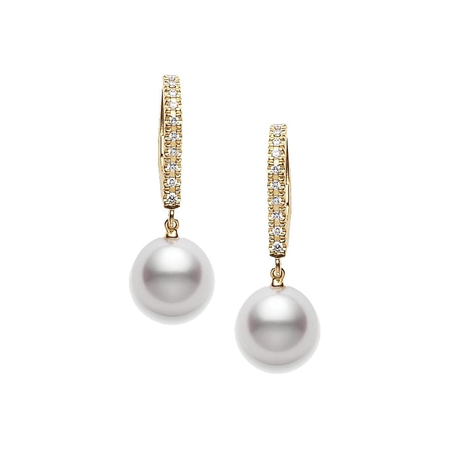 Akoya Pearl and Diamond Classic Earrings - Mikimoto- Diamond Cellar