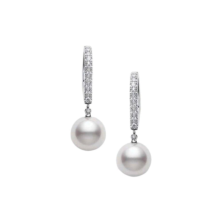 Akoya Pearl and Diamond Classic Earrings - Mikimoto- Diamond Cellar
