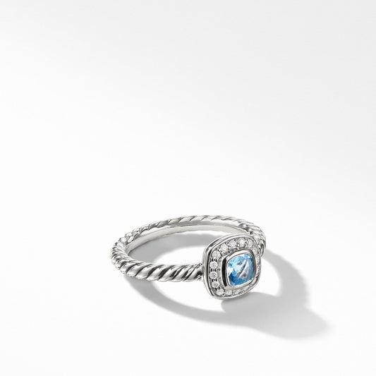 Albion Kids Ring with Blue Topaz and Diamonds, 4mm - David Yurman- Diamond Cellar