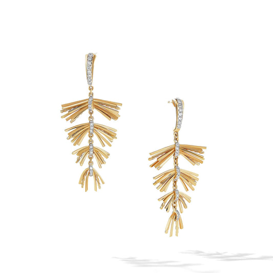 Angelika Fringe Drop Earrings in 18K Yellow Gold with Pave Diamonds - David Yurman- Diamond Cellar