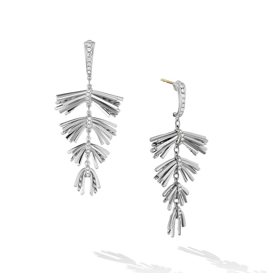 Angelika Fringe Drop Earrings in Sterling Silver with Pave Diamonds - David Yurman- Diamond Cellar
