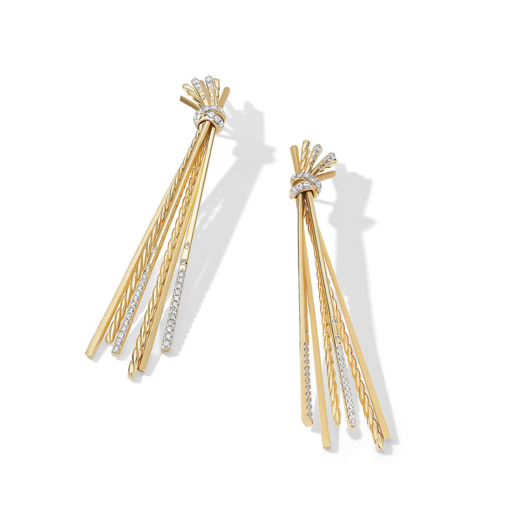 Angelika Long Drop Earrings in 18K Yellow Gold with Pave Diamonds - David Yurman- Diamond Cellar