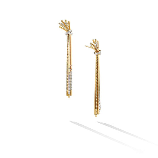 Angelika Long Drop Earrings in 18K Yellow Gold with Pave Diamonds - David Yurman- Diamond Cellar