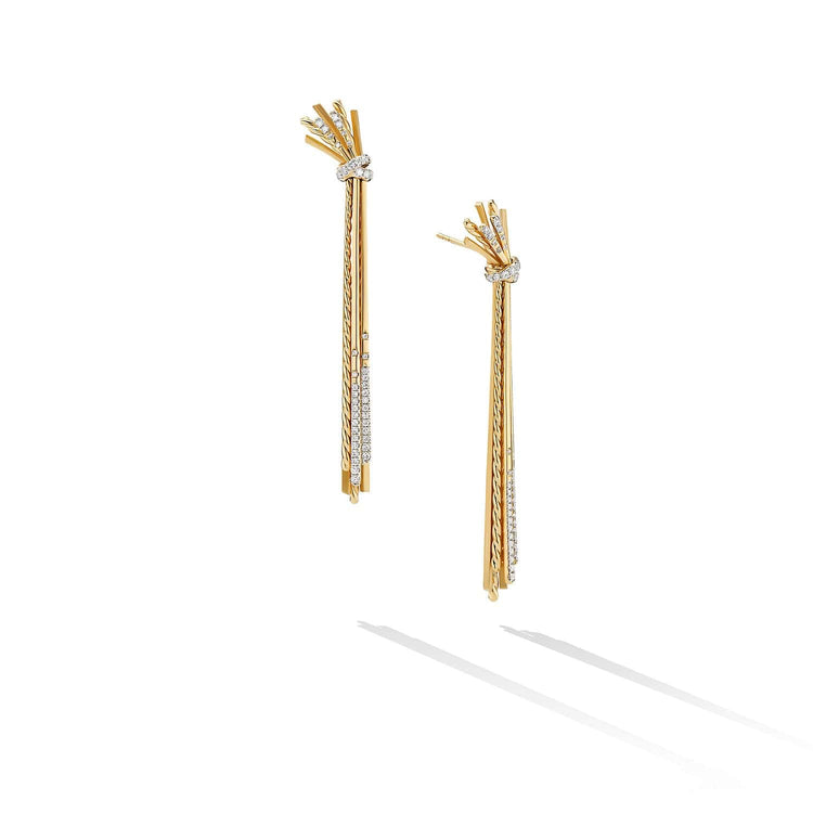 Angelika Long Drop Earrings in 18K Yellow Gold with Pave Diamonds - David Yurman- Diamond Cellar