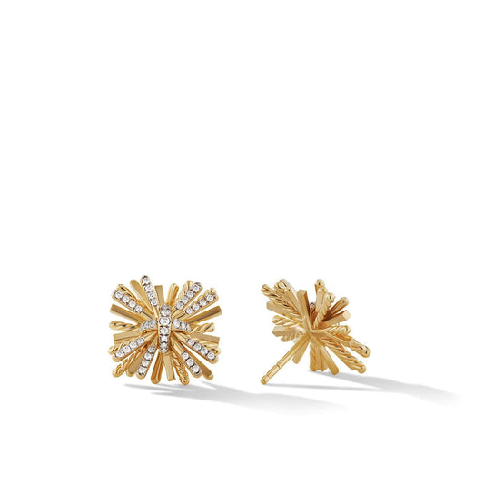 Angelika Stud Earrings in 18K Yellow Gold with Pave Diamonds - David Yurman- Diamond Cellar
