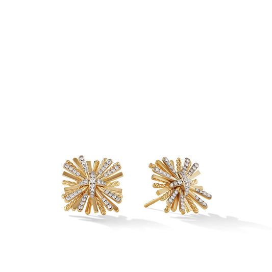 Angelika Stud Earrings in 18K Yellow Gold with Pave Diamonds - David Yurman- Diamond Cellar