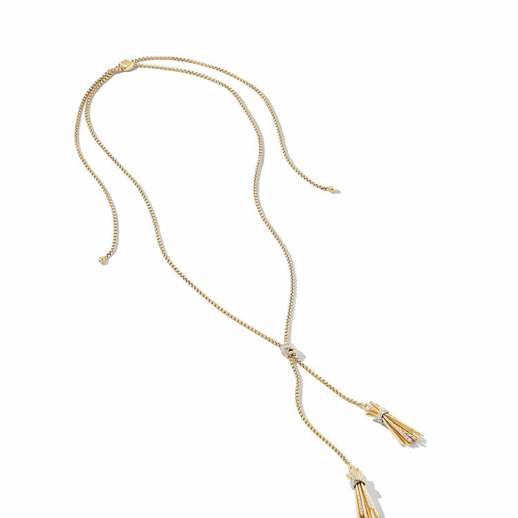 Angelika Tassel Necklace in 18K Yellow Gold with Pave Diamonds - David Yurman- Diamond Cellar