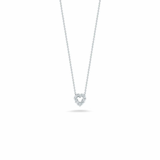 Baby Open Heart Necklace with Diamonds - Roberto Coin- Diamond Cellar