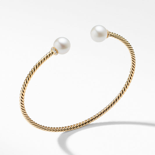 Bead Bracelet with Diamonds and Pearls in 18K Gold - David Yurman- Diamond Cellar
