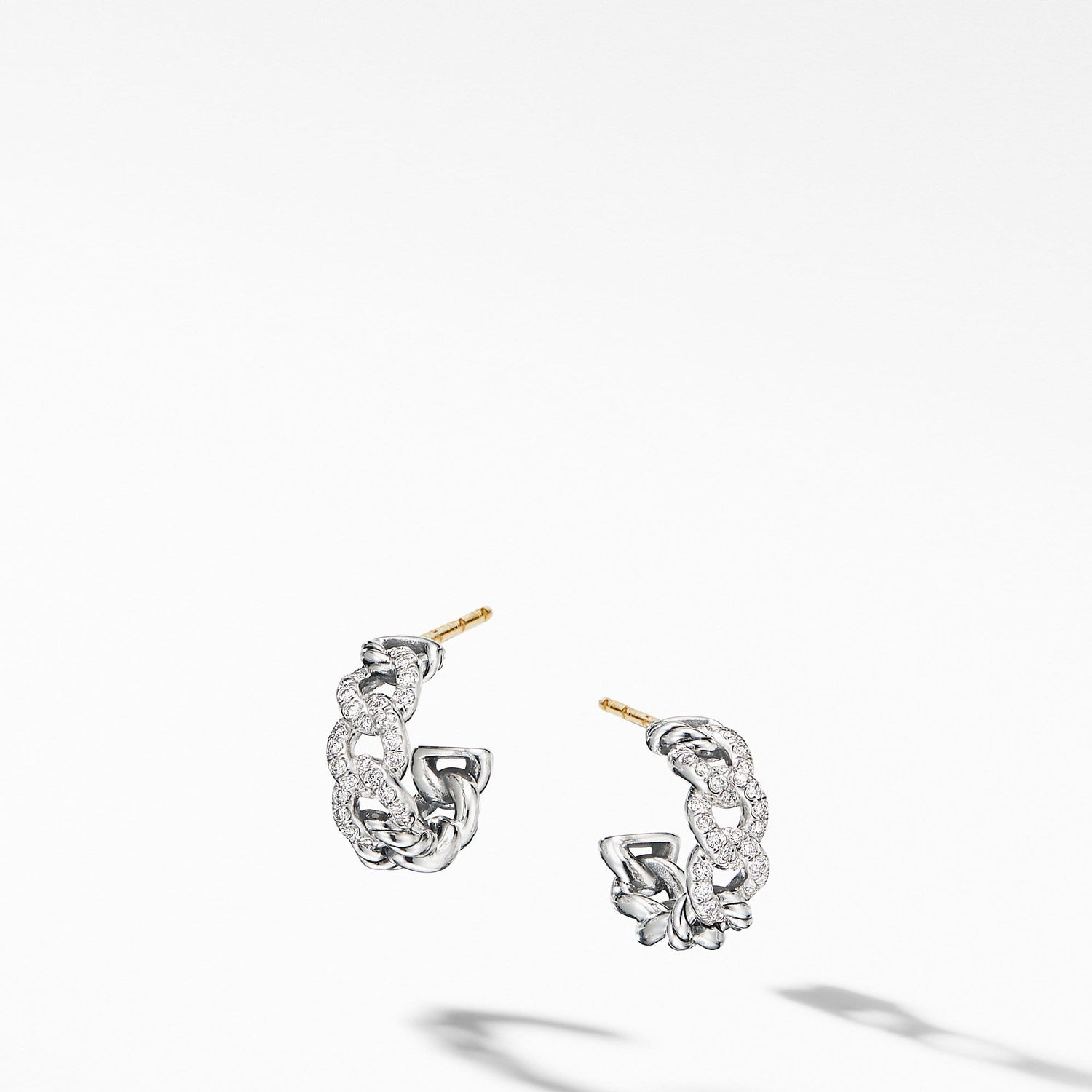 Belmont Curb Link Small Hoop Earrings with Pave Diamonds - David Yurman- Diamond Cellar