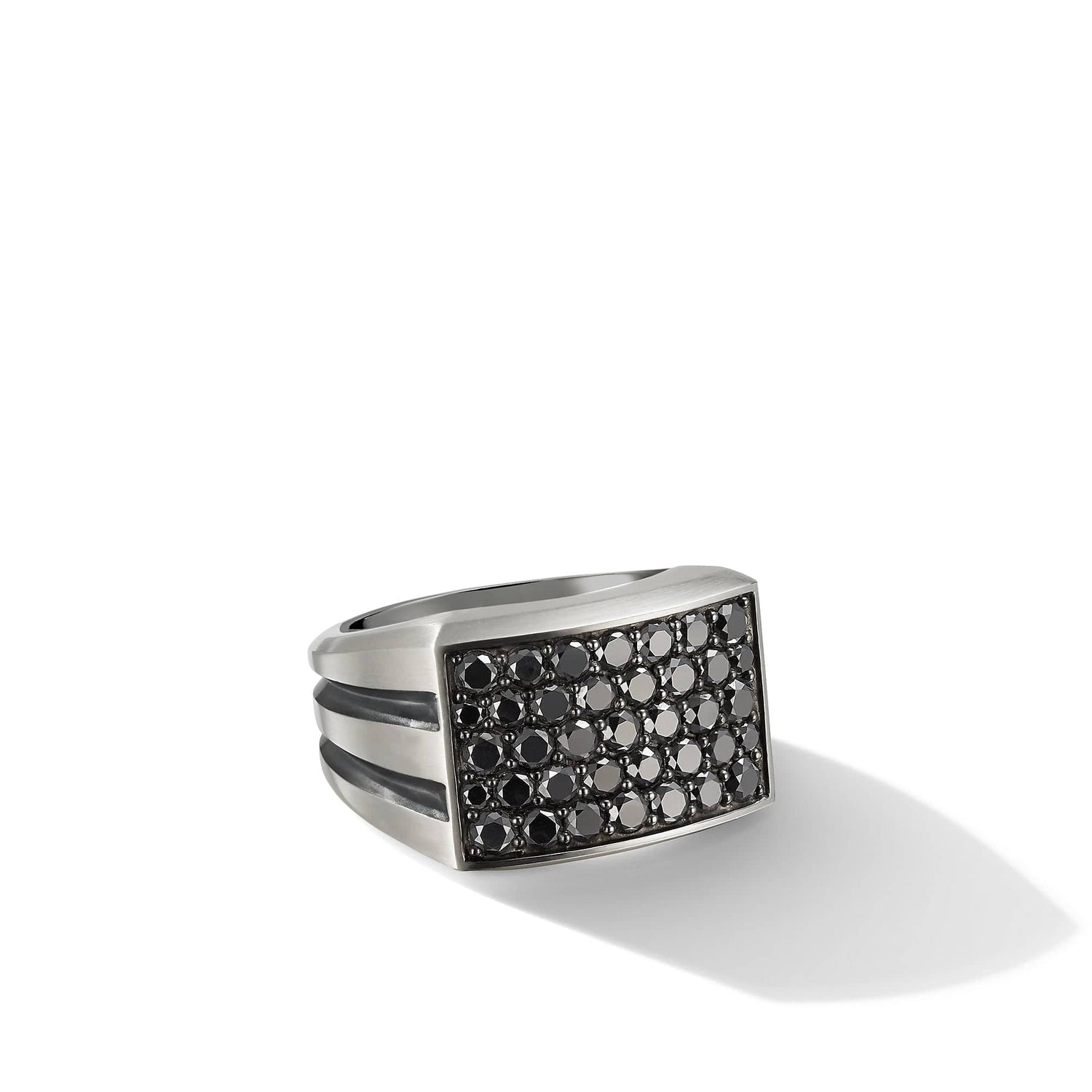 Beveled Signet Ring with Pave BlackDiamonds - David Yurman- Diamond Cellar