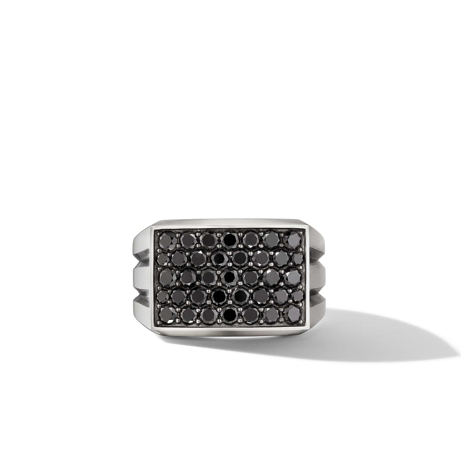 Beveled Signet Ring with Pave BlackDiamonds - David Yurman- Diamond Cellar