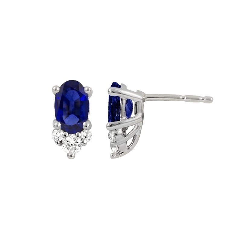 Blue Sapphire and Diamond Earrings - Diamond Cellar- Diamond Cellar